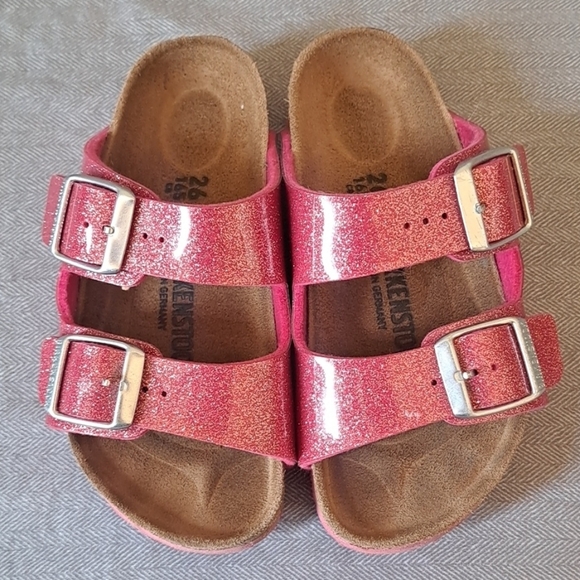 Birkenstock Pink Glitter Arizona Sandals Girl  Size 26 - Picture 1 of 6